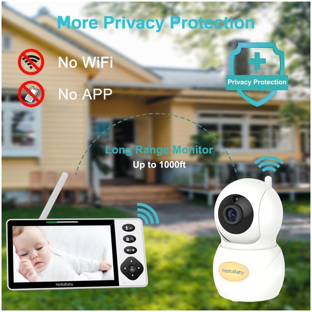 HELLOBABY ενδοεπικοινωνία μωρού HB6084L με κάμερα & οθόνη 5.5", 720p, PTZ - Image 3