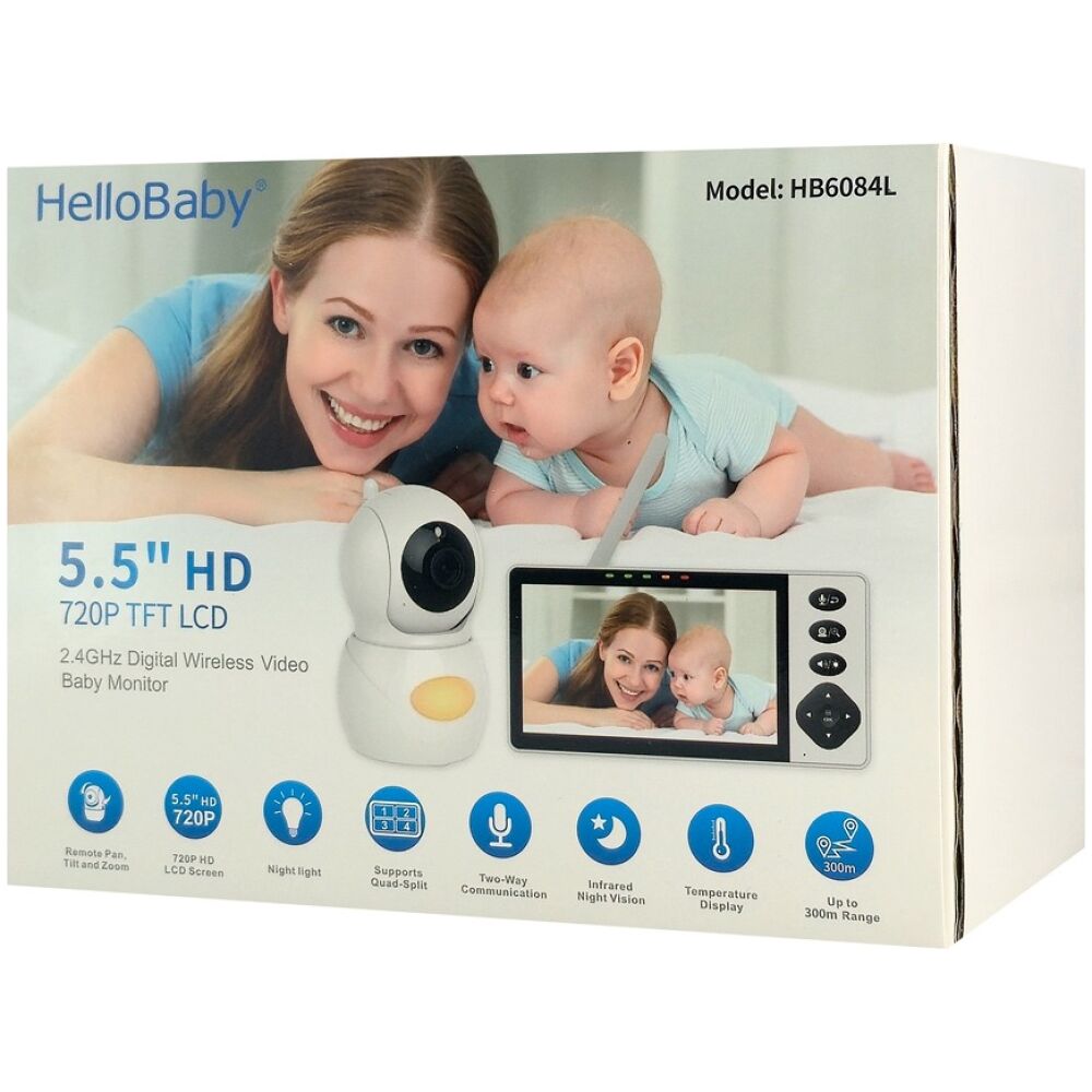 HELLOBABY ενδοεπικοινωνία μωρού HB6084L με κάμερα & οθόνη 5.5", 720p, PTZ - Image 4