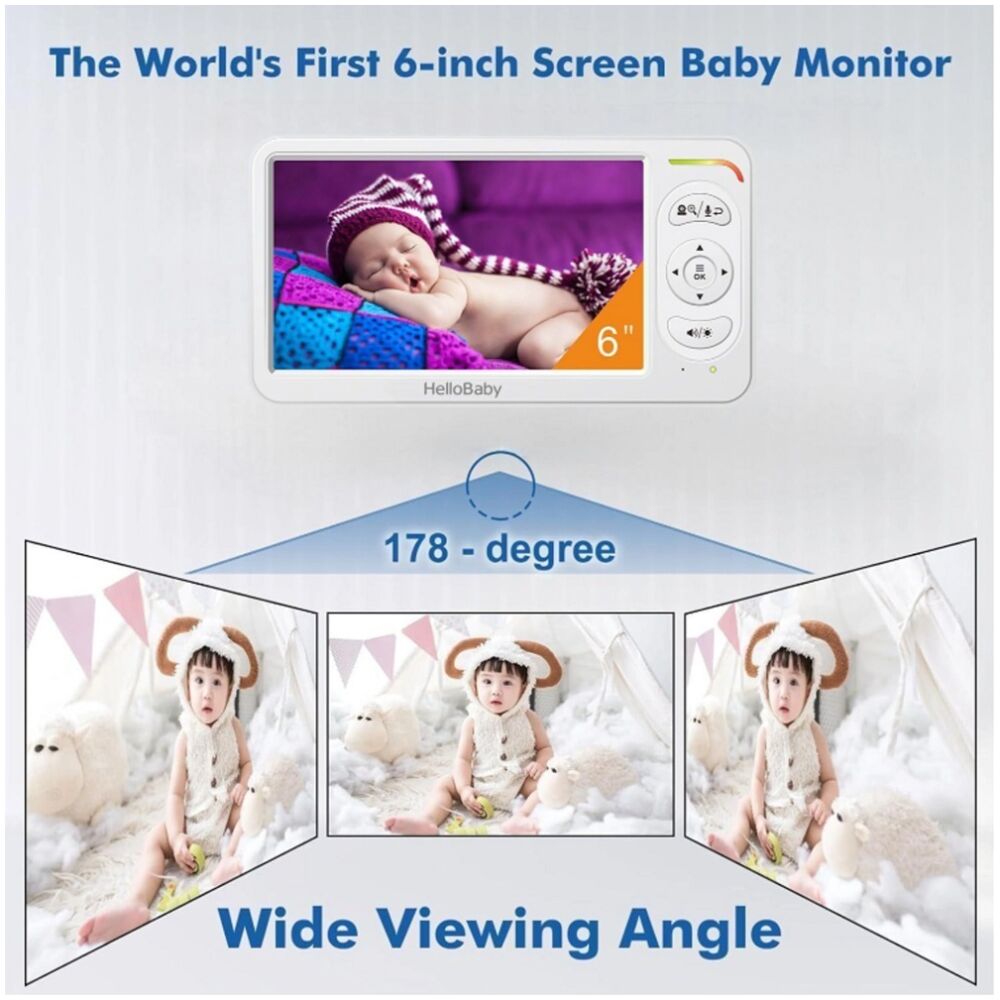 HELLOBABY ενδοεπικοινωνία μωρού HB6364 με κάμερα & οθόνη 6", 720p, PTZ - Image 2