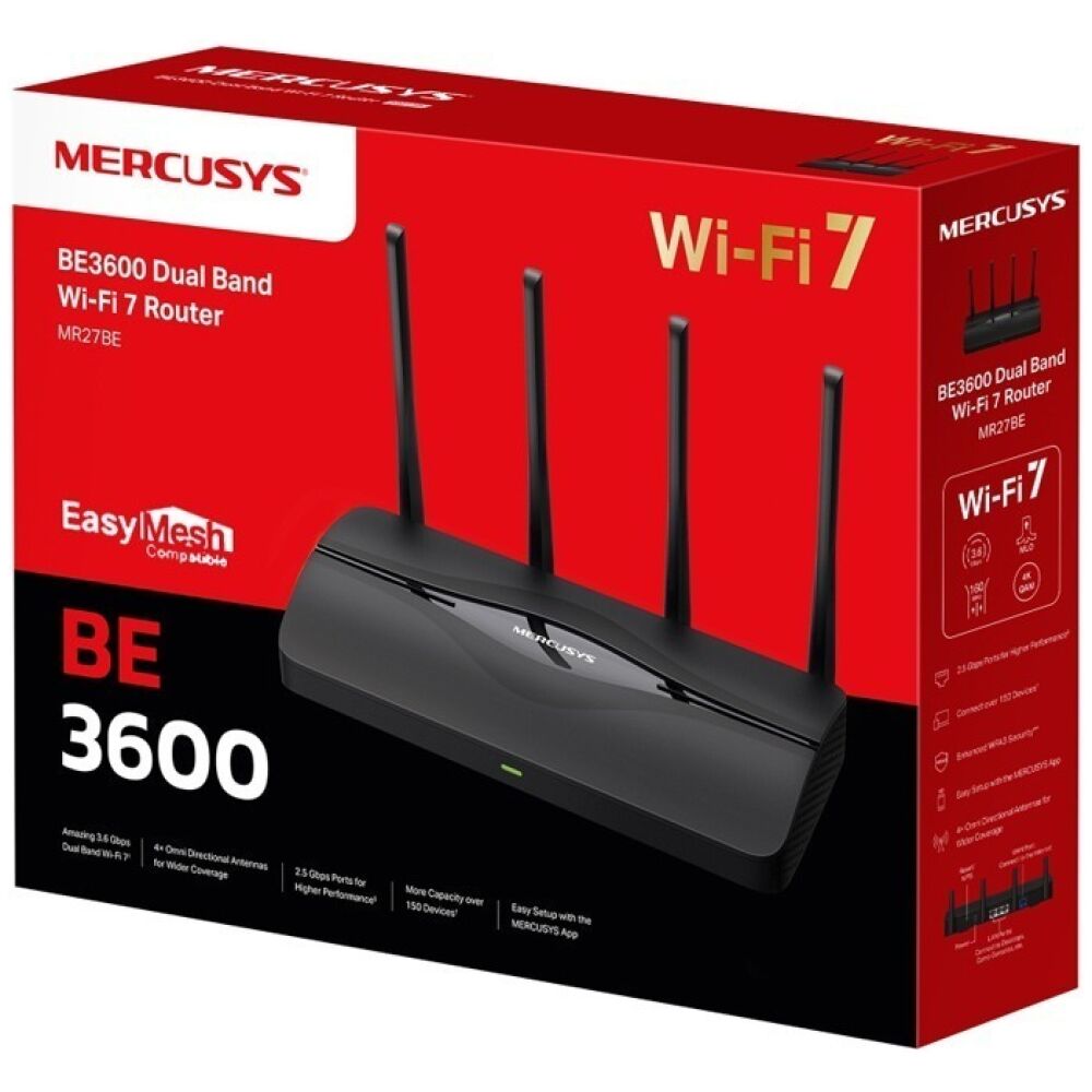 MERCUSYS router MR27BE, WiFi 7, 3.6Gbps BE3600, EasyMesh, Ver 1.20 - Image 3
