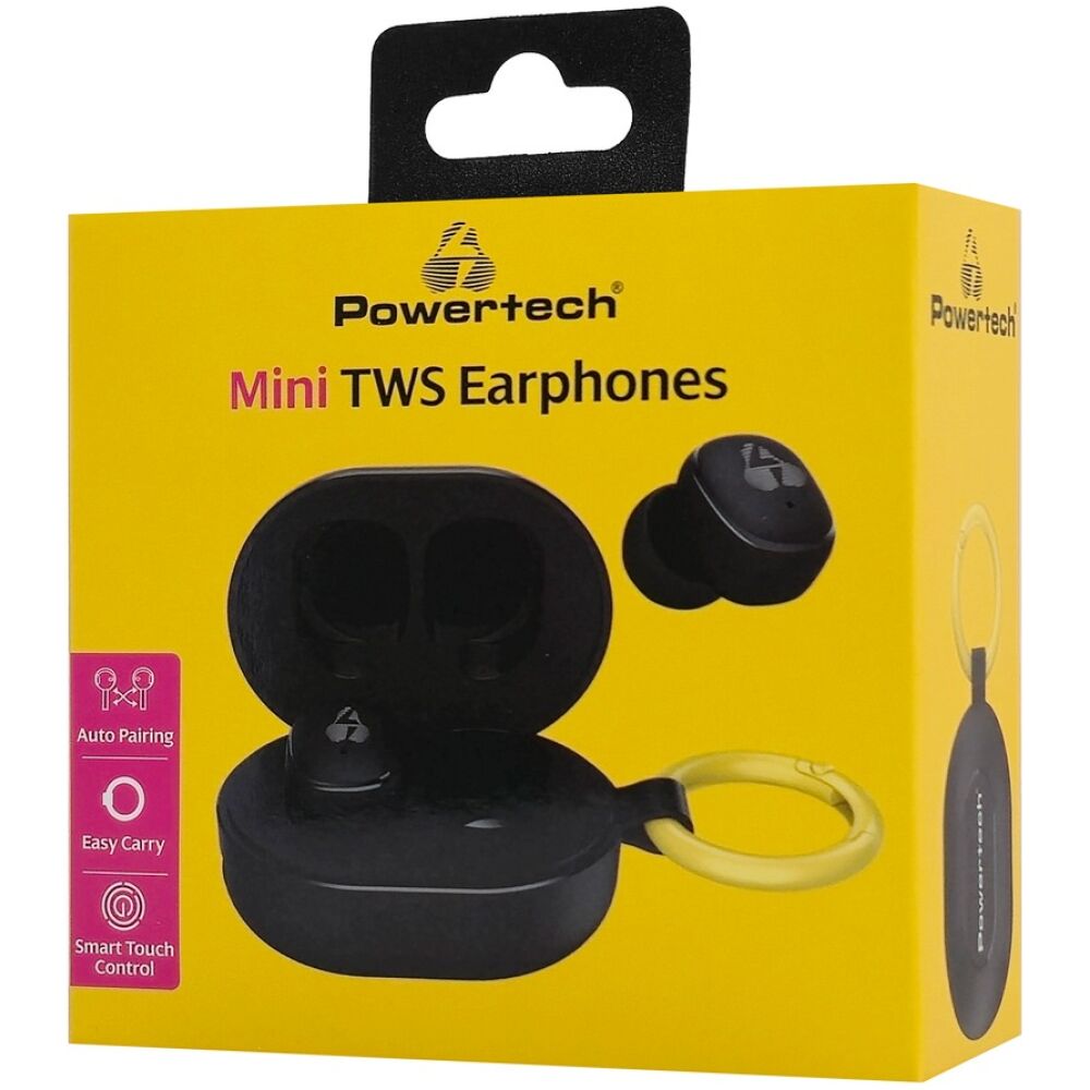 POWERTECH earphones με θήκη φόρτισης PT-1392, True Wireless, 6mm, 25/230mAh, μαύρα - Image 4
