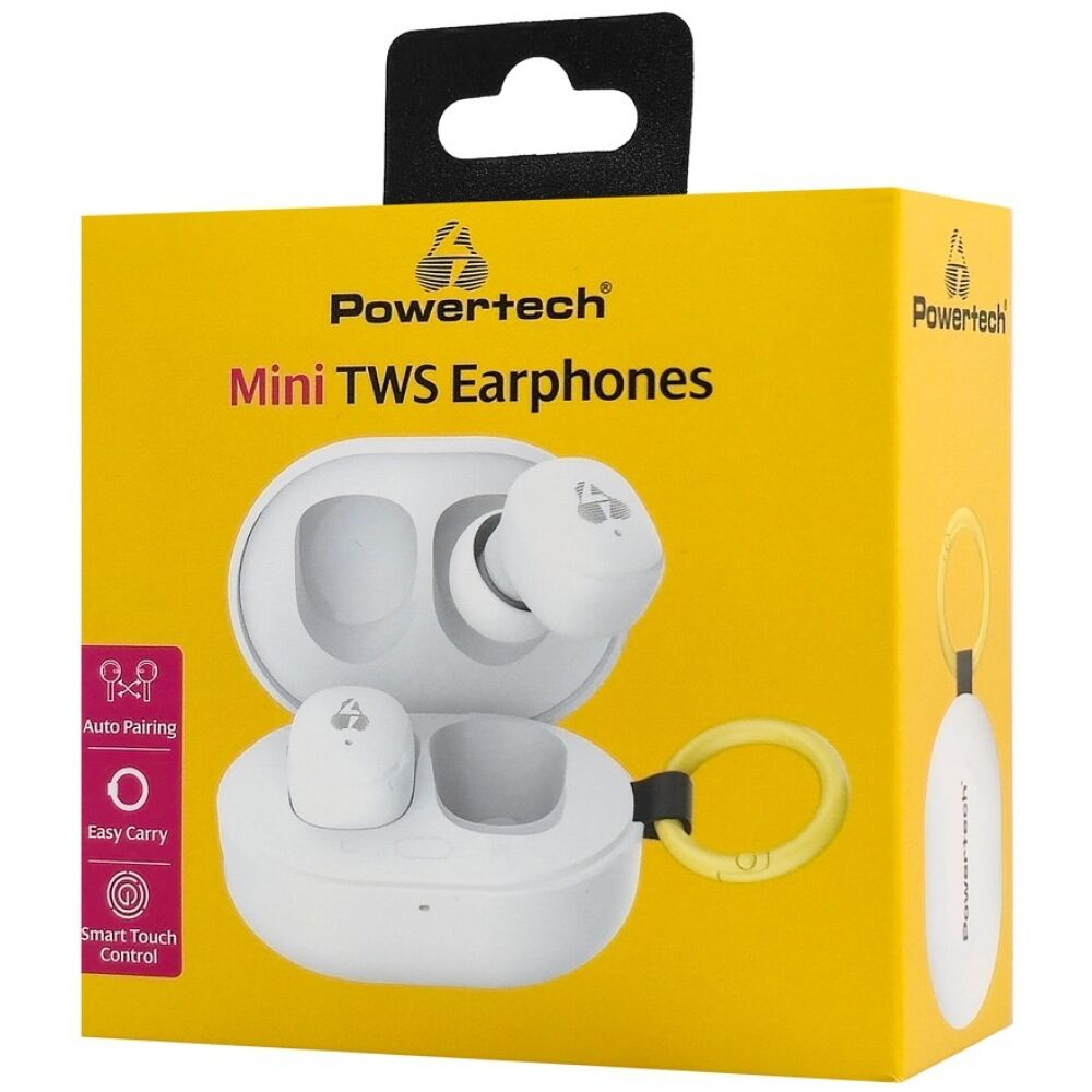 POWERTECH earphones με θήκη φόρτισης PT-1393, True Wireless, 6mm, 25/230mAh, λευκά - Image 4