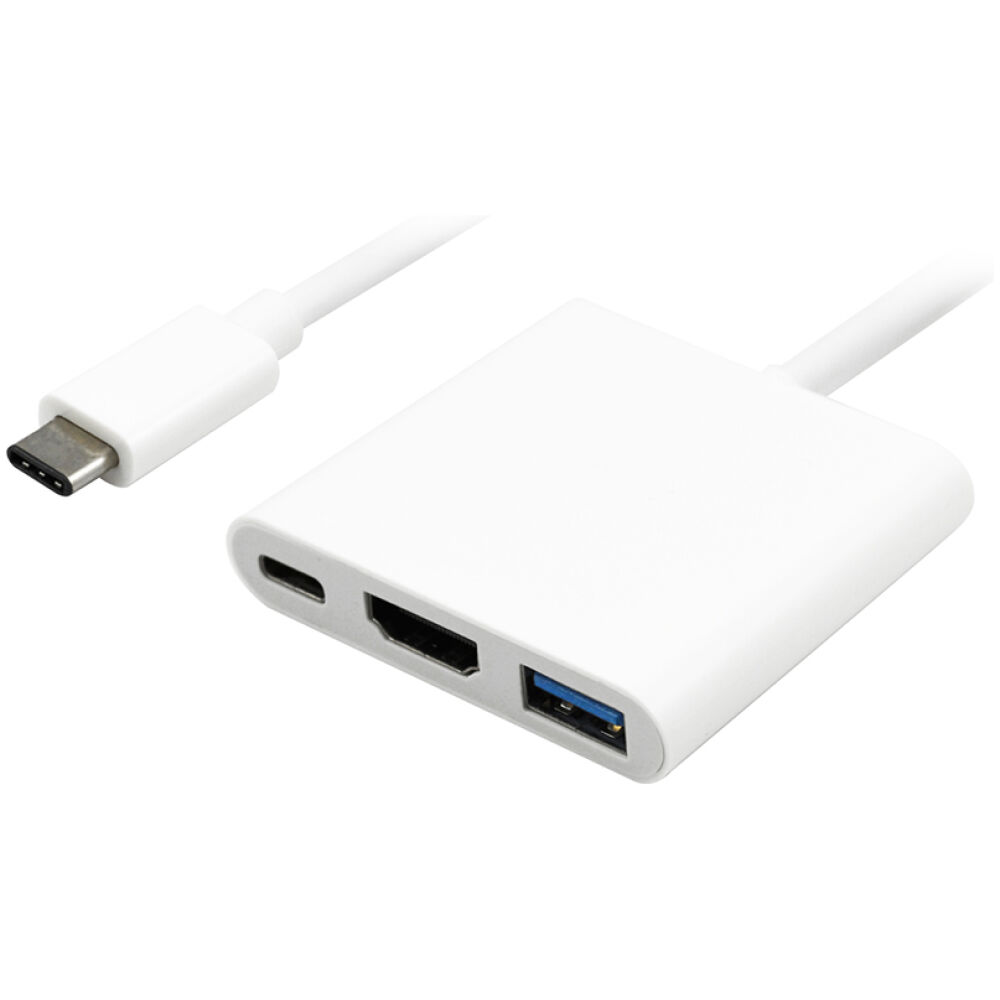 POWERTECH docking station PTH-038, 3 θυρών, USB-C σύνδεση, 4K, λευκό