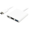 POWERTECH docking station PTH-038, 3 θυρών, USB-C σύνδεση, 4K, λευκό