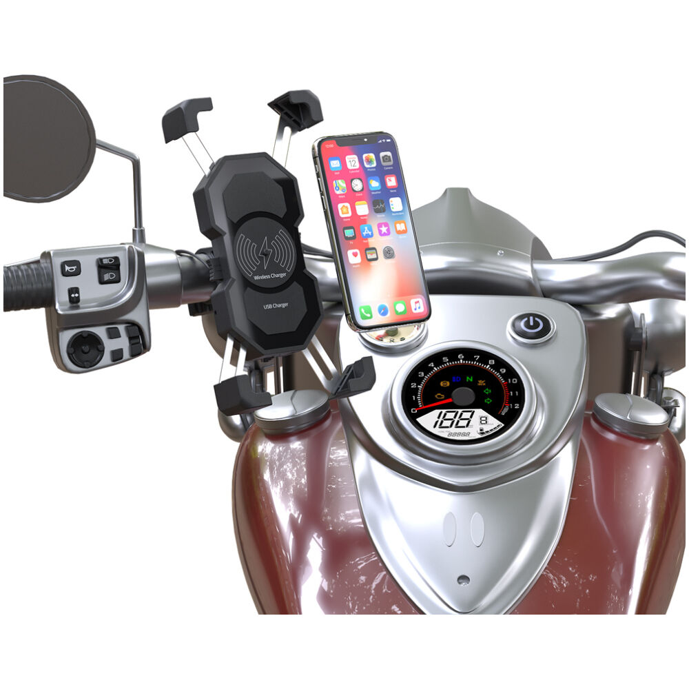 POWERTECH ασύρματος φορτιστής & βάση smartphone μοτοσυκλέτας PTL-024, 7.5W, μαύρη - Image 2