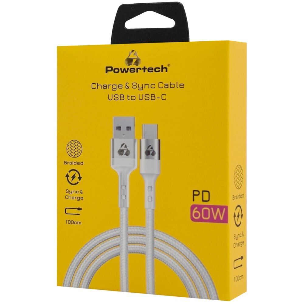 POWERTECH καλώδιο USB-C σε USB PTR-0160, 60W, 480Mbps, 1m, λευκό - Image 2