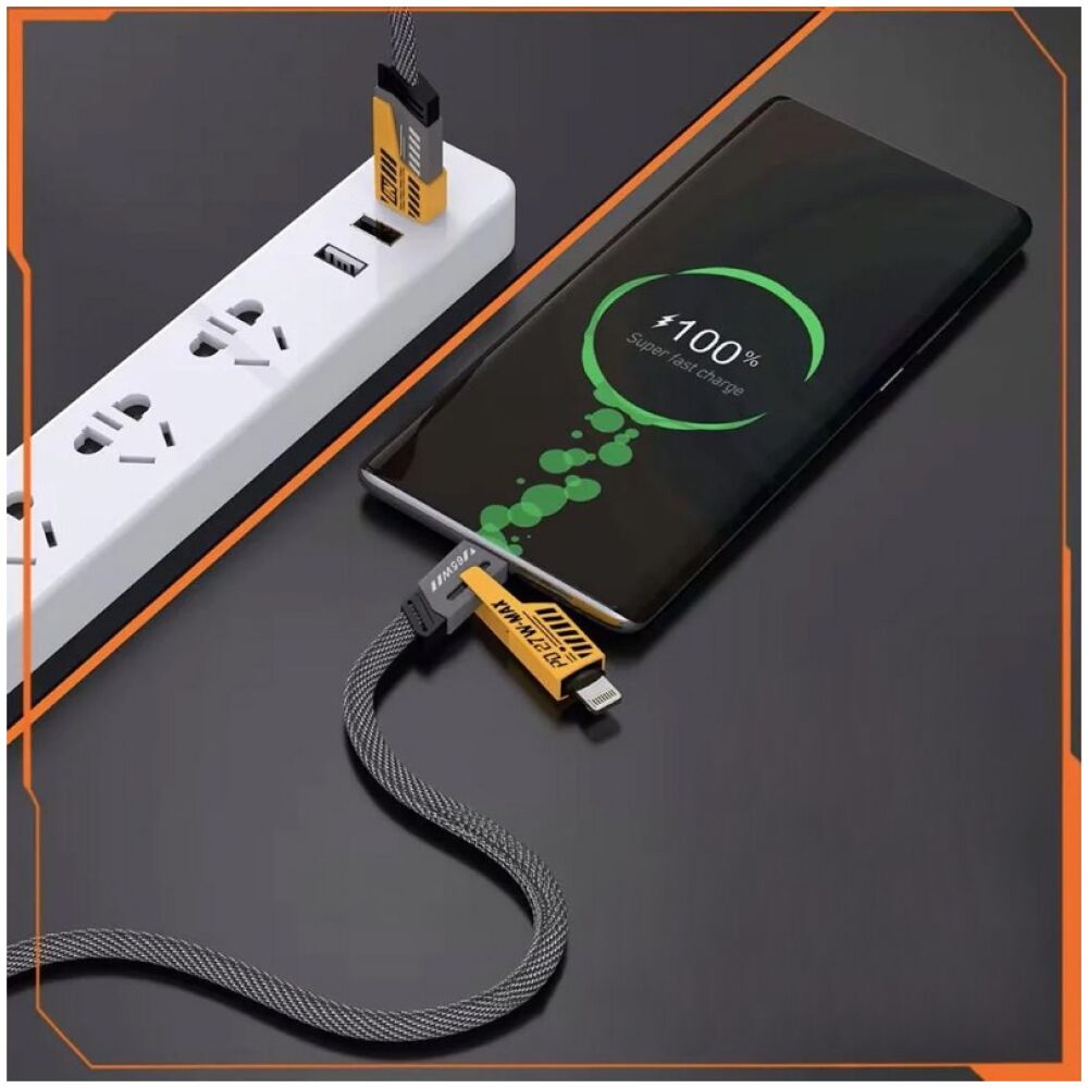 POWERTECH καλώδιο USB-C/USB σε USB-C/Lightning PTR-0164, 65W, 480Mbps, 1m, μαύρο - Image 2