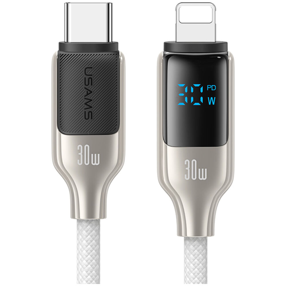 USAMS καλώδιο Lightning σε USB-C SJ741, 30W, 480Mbps, 1.2m, λευκό