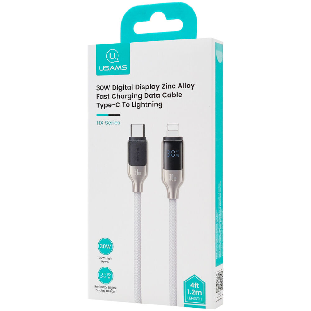 USAMS καλώδιο Lightning σε USB-C SJ741, 30W, 480Mbps, 1.2m, λευκό - Image 5