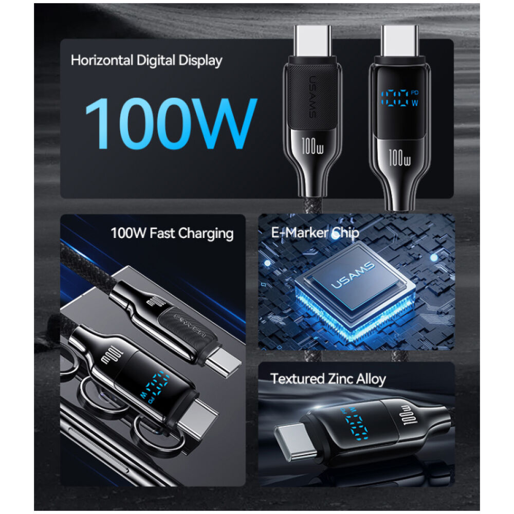 USAMS καλώδιο USB-C SJ742, 100W, 480Mbps, 1.2m, λευκό - Image 2