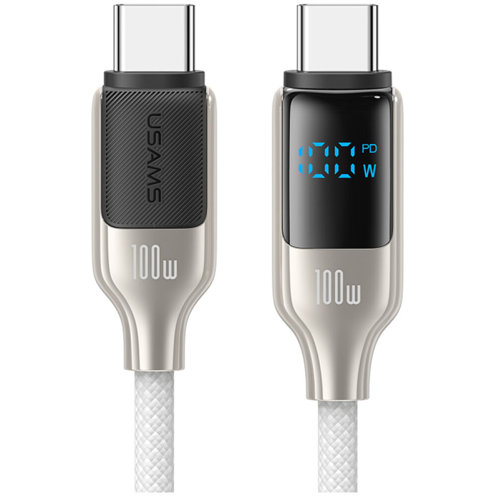 USAMS καλώδιο USB-C SJ742, 100W, 480Mbps, 1.2m, λευκό