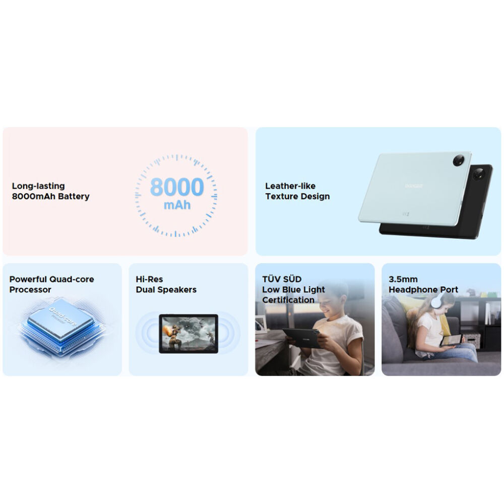 DOOGEE tablet T10W με πληκτρολόγιο/στύλο αφής/θήκη, 10.1", 4/128GB, 4G, Android 14, 8000mAh, μπλε - Image 3