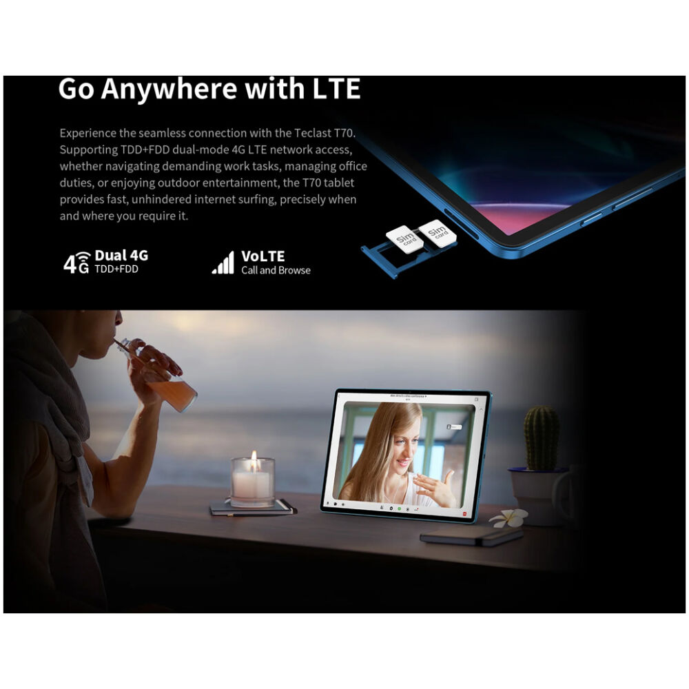 TECLAST tablet T70, 14", 8/256GB, 4G, Android 14, 10000mAh, μπλε - Image 3