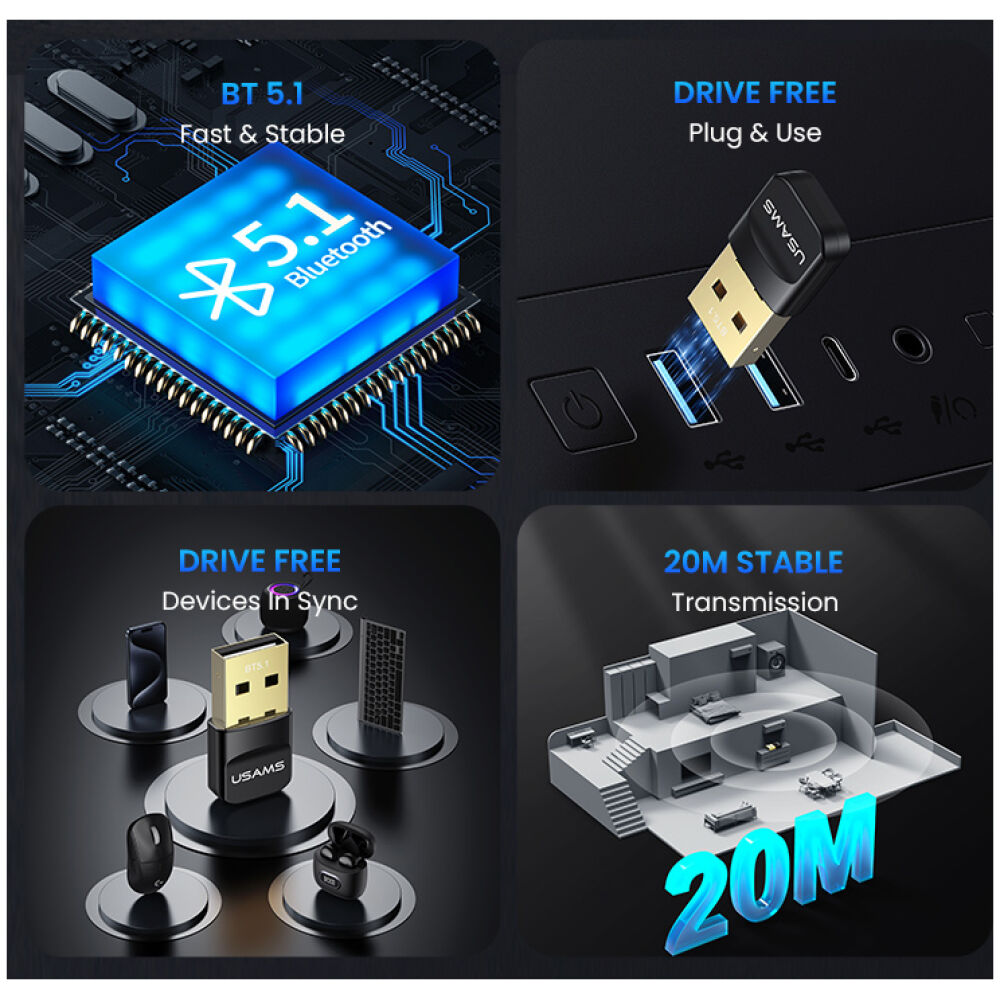USAMS USB αντάπτορας Bluetooth 5.1 ZB321, μαύρος - Image 2