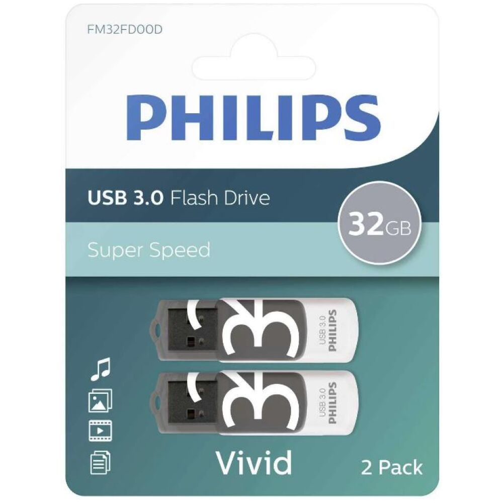 Philips Vivid pack 32GB USB 3.0 Stick Γκρι (PHUSB32GVIVIDU3P2) (PHIPHUSB32GVIVIDU3P2)