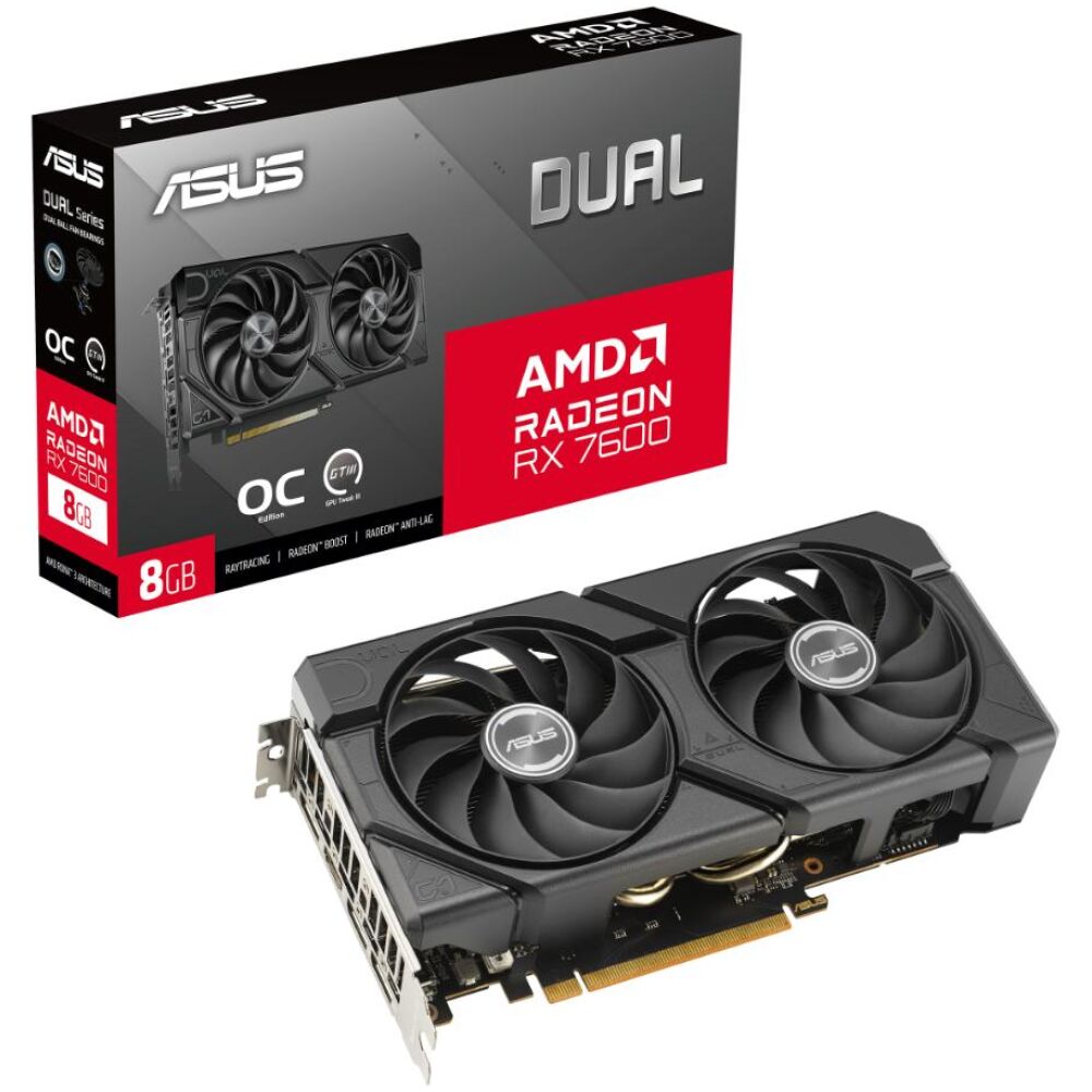 ASUS Dual -RX7600-O8G-EVO AMD Radeon RX 7600 8 GB GDDR6 (90YV0LD0-M0NA00) (ASU90YV0LD0-M0NA00)