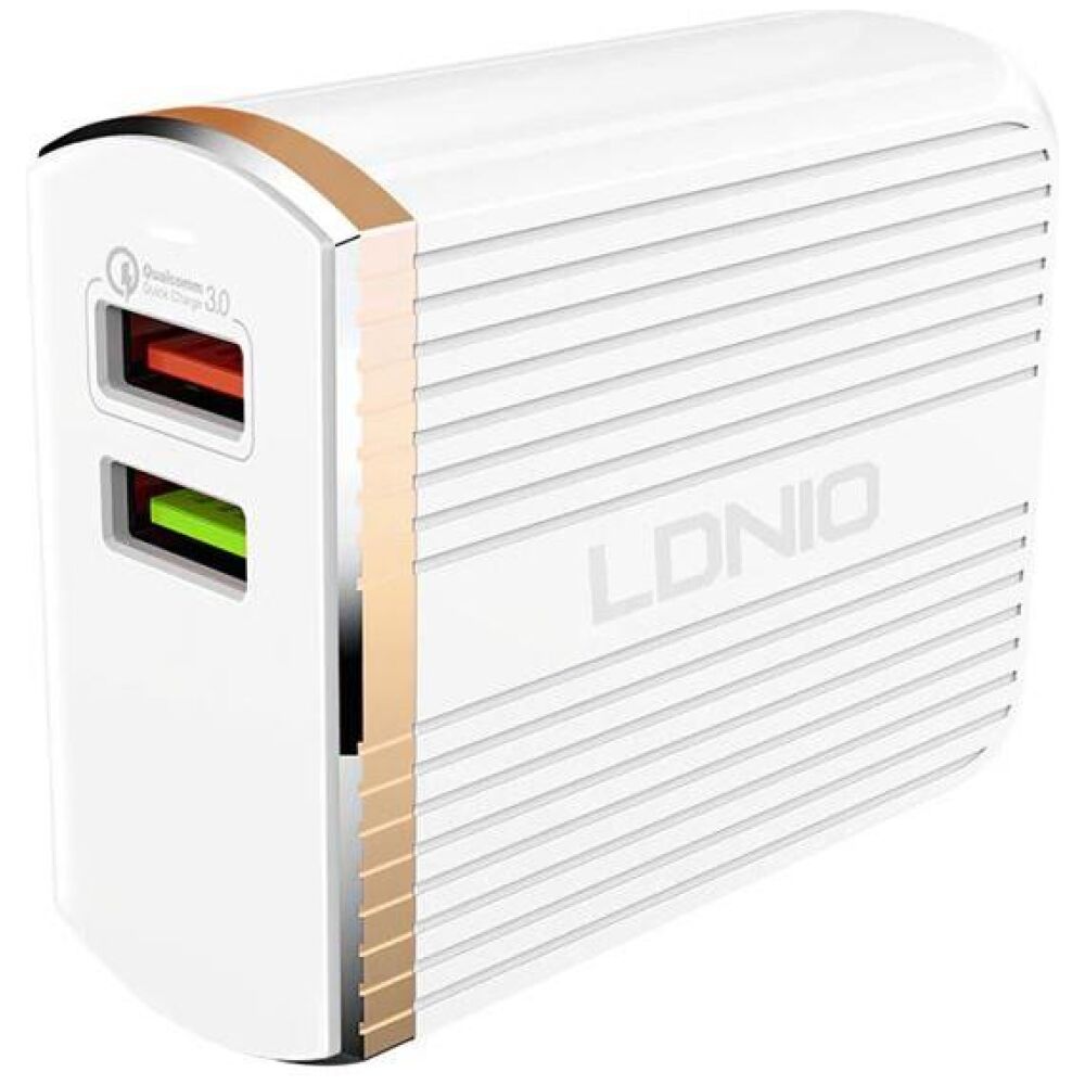 LDNIO A2502Q ΦΟΡΤΙΣΤΗΣ QC3.0 2 PORTS + 1M LIGHTNING CABLE, 18W