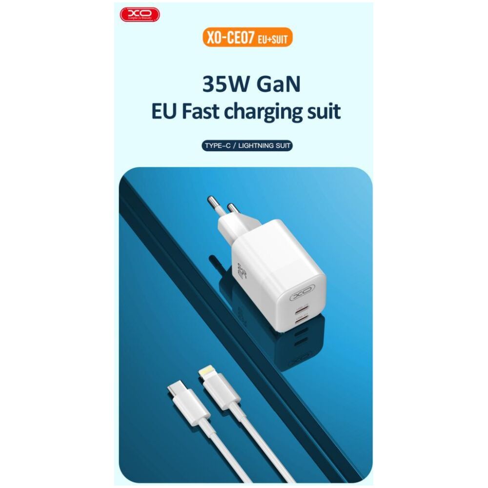 XO CE07 ΦΟΡΤΙΣΤΗΣ 35W GaN, 2 ΘΥΡΕΣ PD, ΛΕΥΚΟ - Image 2