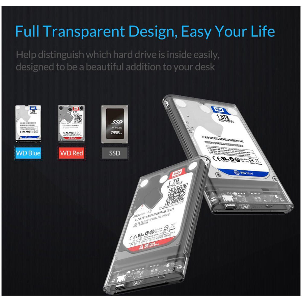 ORICO θήκη για 2.5" SATA HDD/SSD 2139C3, 5Gbps, διάφανη - Image 5