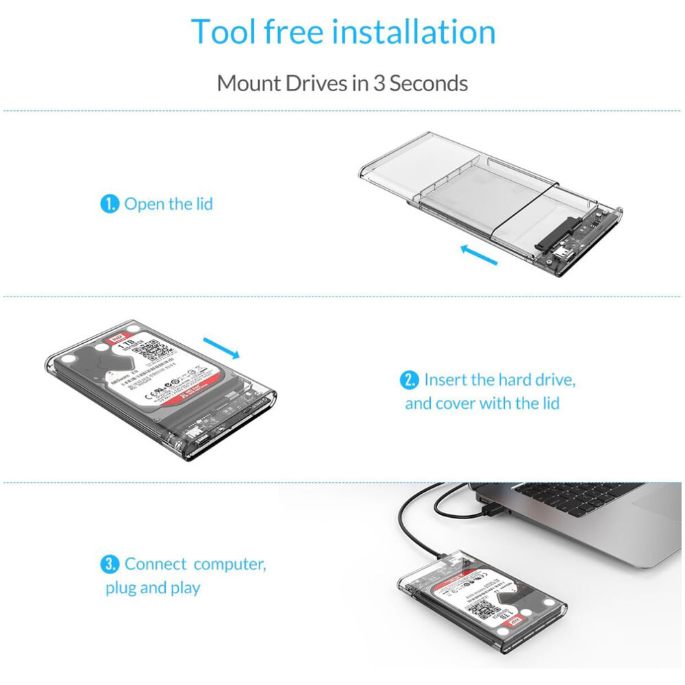ORICO θήκη για 2.5" SATA HDD/SSD 2139C3, 5Gbps, διάφανη - Image 6