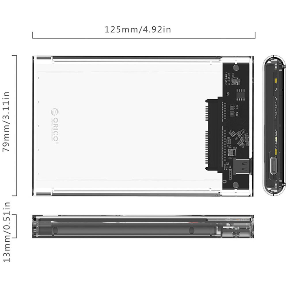 ORICO θήκη για 2.5" SATA HDD/SSD 2139C3, 5Gbps, διάφανη - Image 7