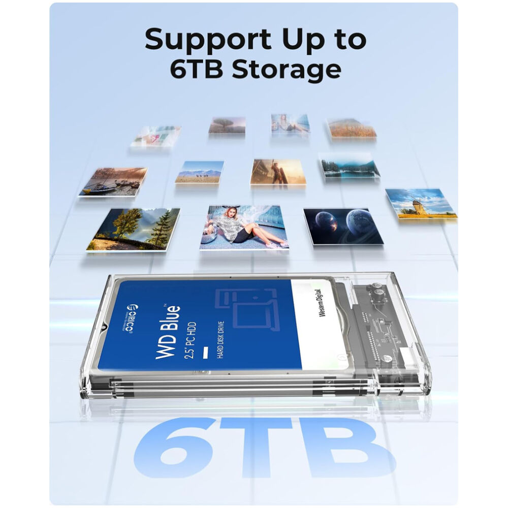 ORICO θήκη για 2.5" SATA HDD/SSD 2139U3, 5Gbps, διάφανη - Image 3