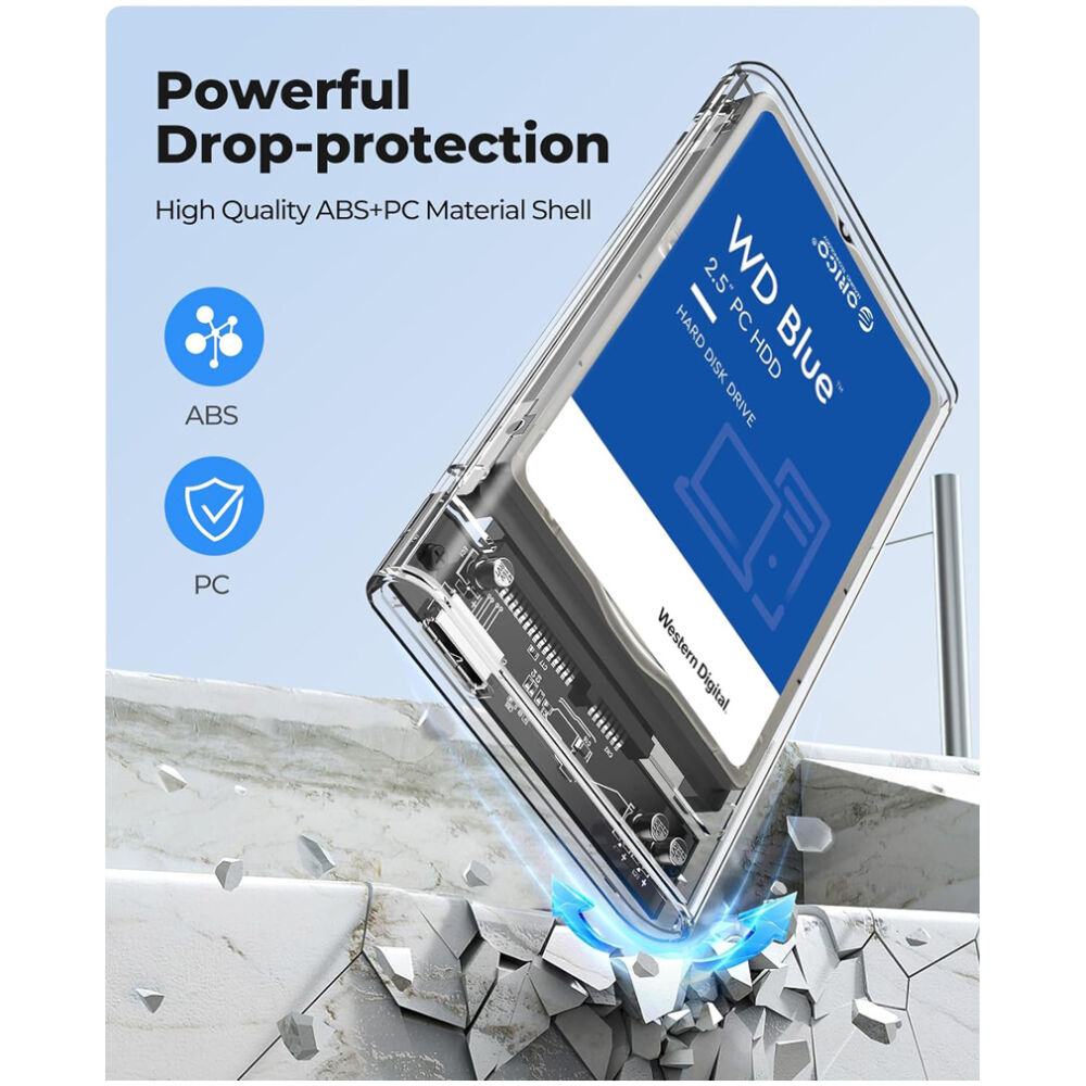 ORICO θήκη για 2.5" SATA HDD/SSD 2139U3, 5Gbps, διάφανη - Image 5