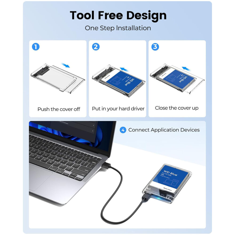 ORICO θήκη για 2.5" SATA HDD/SSD 2139U3, 5Gbps, διάφανη - Image 7