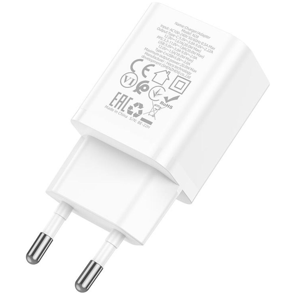 HOCO N28 FOUNDER PD20W+QC3.0 ΦΟΡΤΙΣΤΗΣ, 2 ΘΥΡΕΣ, ΛΕΥΚΟ