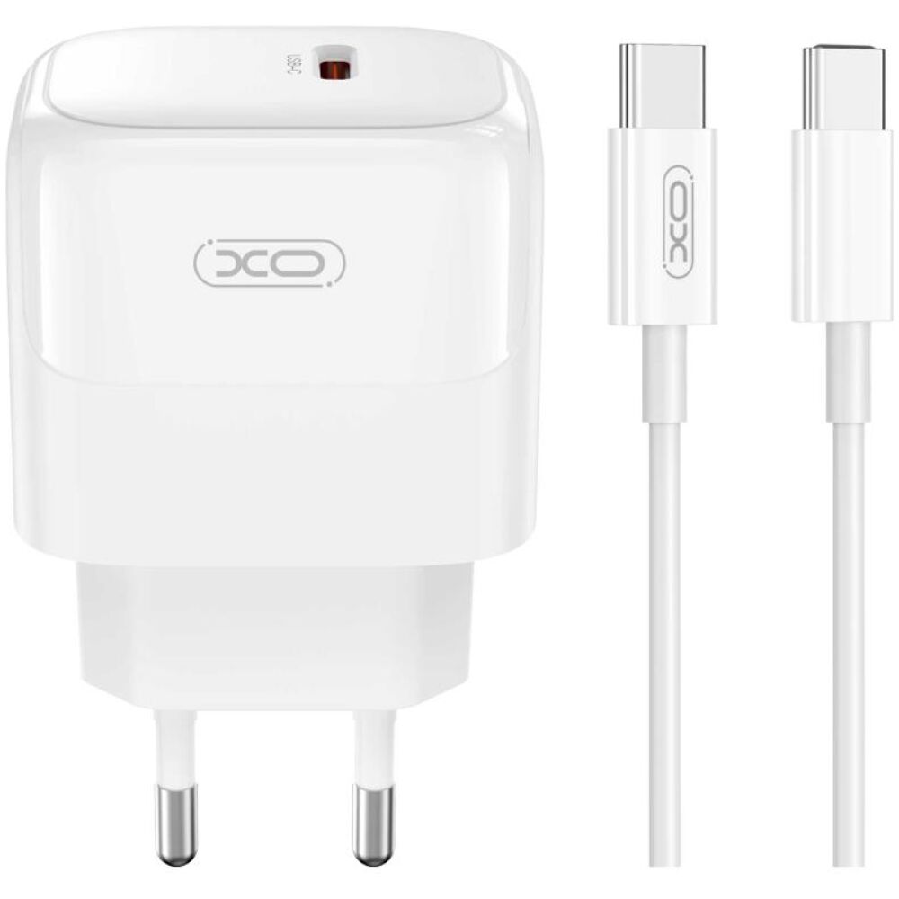 XO L136 ΦΟΡΤΙΣΤΗΣ  PD20W, 1 ΘΥΡΑ, ΜΕ ΚΑΛΩΔΙΟ TYPE-C ΣΕ TYPE-C, ΛΕΥΚΟ
