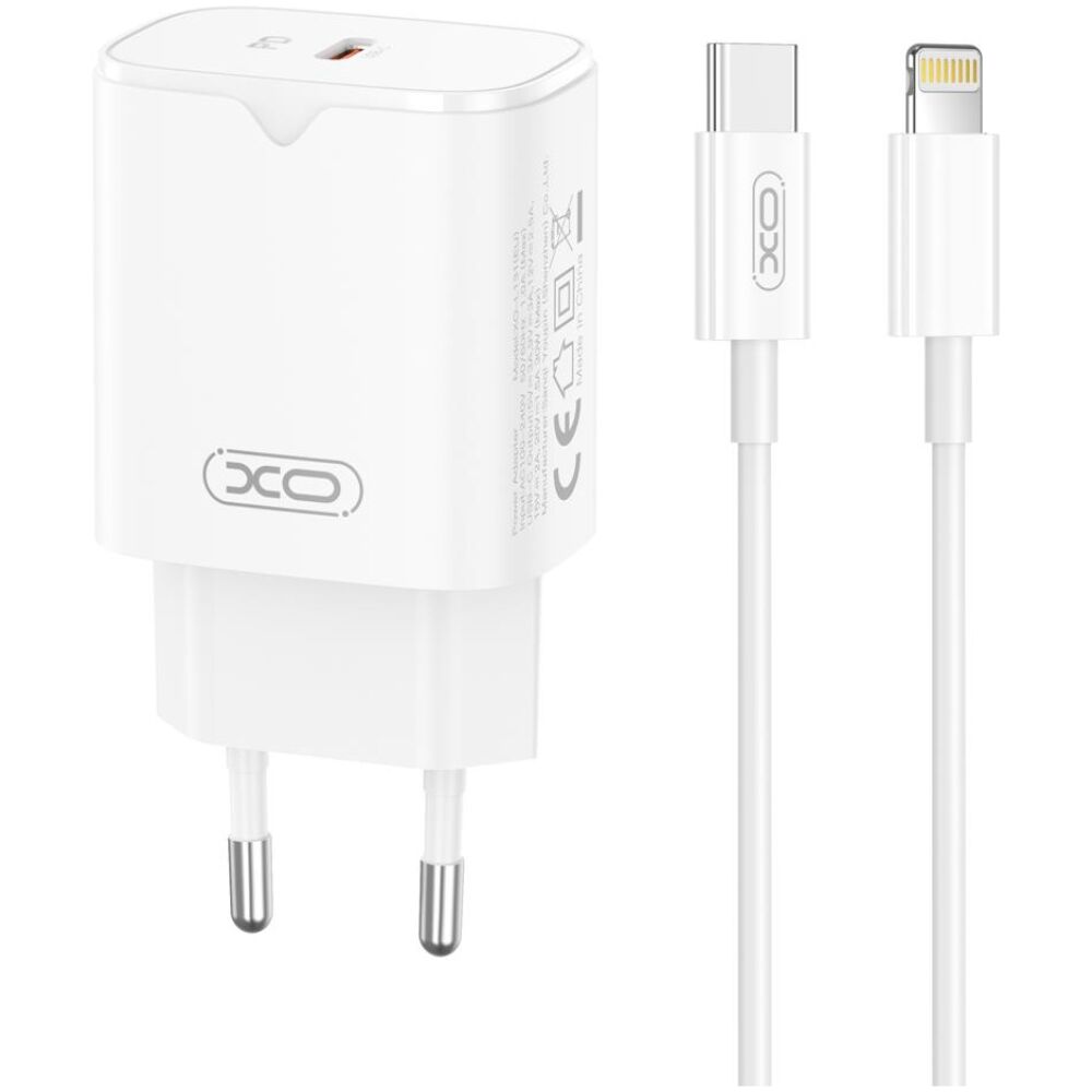 XO L131 ΦΟΡΤΙΣΤΗΣ PD30W, 1 ΘΥΡΑ, ΜΕ ΚΑΛΩΔΙΟ TYPE-C ΣΕ LIGHTNING, ΛΕΥΚΟ