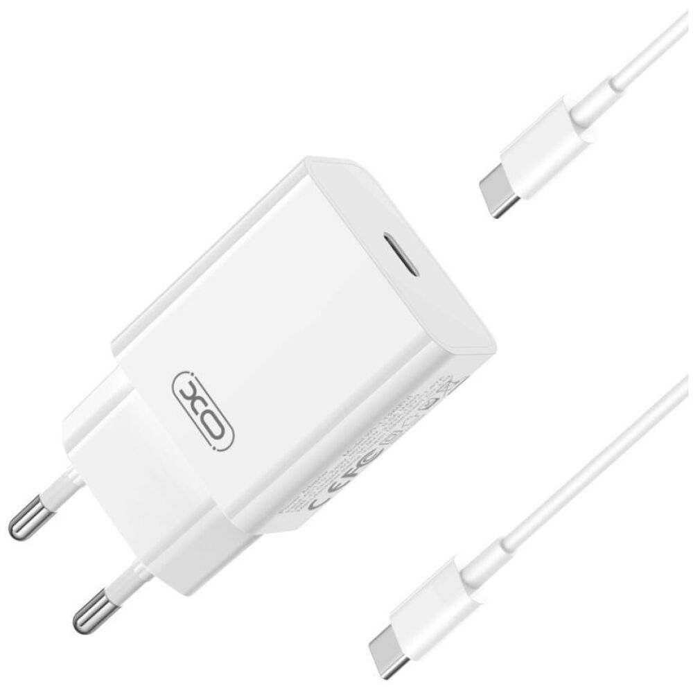 XO L126 ΦΟΡΤΙΣΤΗΣ  PD20W, 1 ΘΥΡΑ, ΜΕ ΚΑΛΩΔΙΟ TYPE-C ΣΕ TYPE-C, ΛΕΥΚΟ