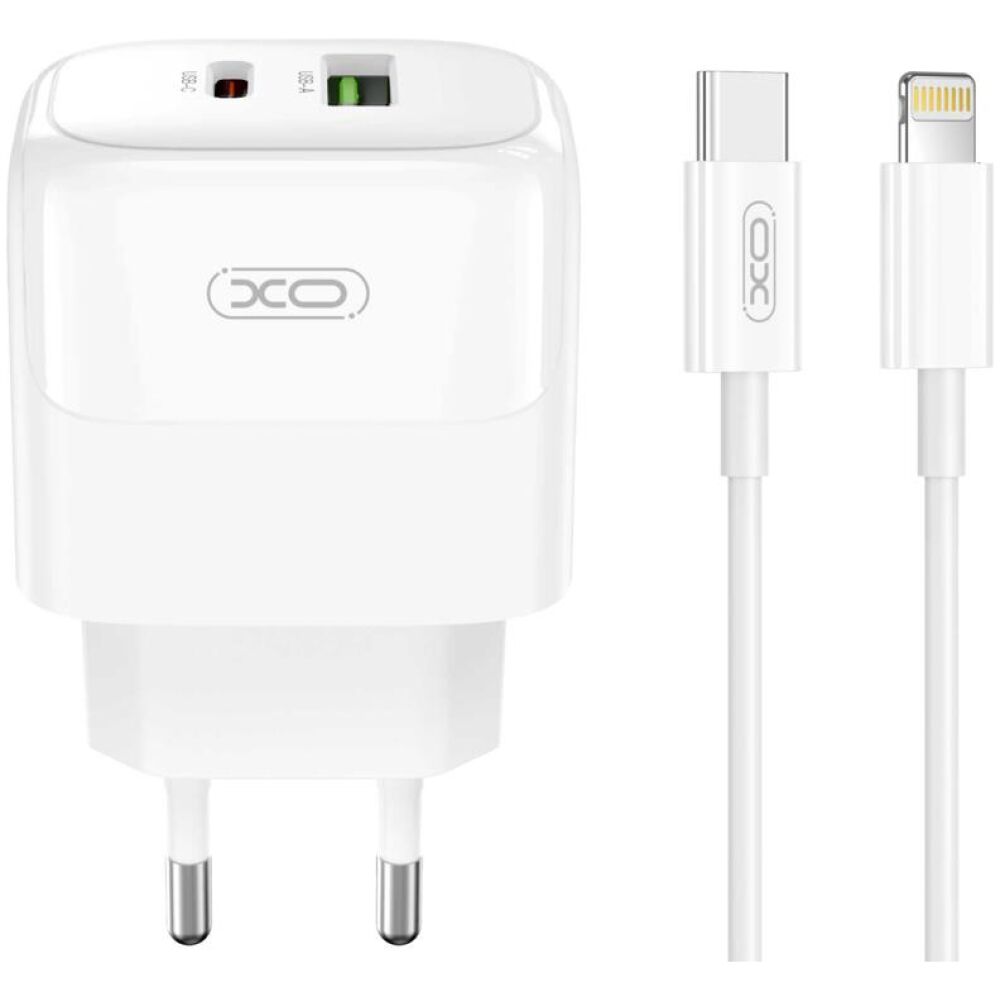 XO L138 ΦΟΡΤΙΣΤΗΣ 30W GAN NITRIDE 1 ΘΥΡΑ USB + 1 ΘΥΡΑ PD, ΚΑΛΩΔΙΟ LIGHTNING, ΛΕΥΚΟ