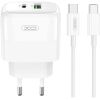 XO L137 ΦΟΡΤΙΣΤΗΣ PD20W/QC18W, 1 ΘΥΡΑ USB + 1 ΘΥΡΑ PD, ΜΕ ΚΑΛΩΔΙΟ TYPE-C, ΛΕΥΚΟ