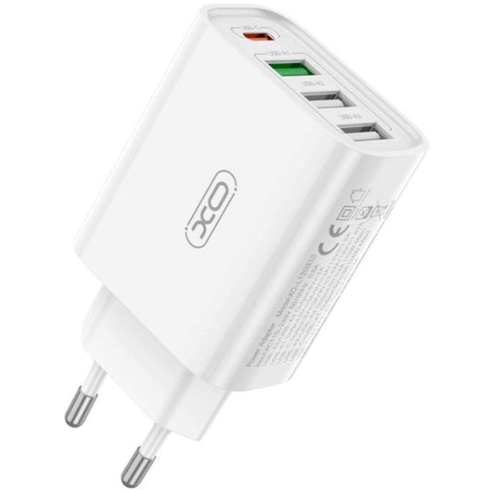 XO L120 ΦΟΡΤΙΣΤΗΣ USB-C 20W/USB-A 18W, 2 ΘΥΡΕΣ USB + 2 ΘΥΡΕΣ PD, ΛΕΥΚΟΣ
