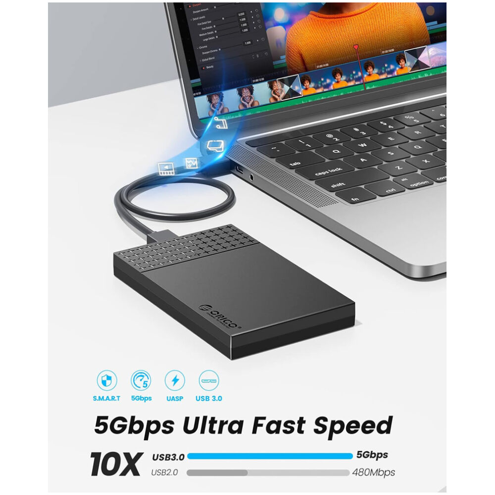 ORICO θήκη για 2.5" SATA HDD/SSD 2526U3-V1, 5Gbps, μαύρη - Image 2