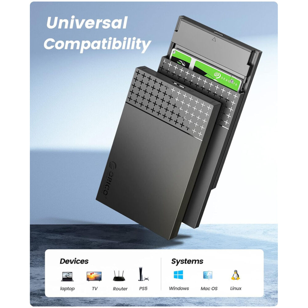 ORICO θήκη για 2.5" SATA HDD/SSD 2526U3-V1, 5Gbps, μαύρη - Image 4