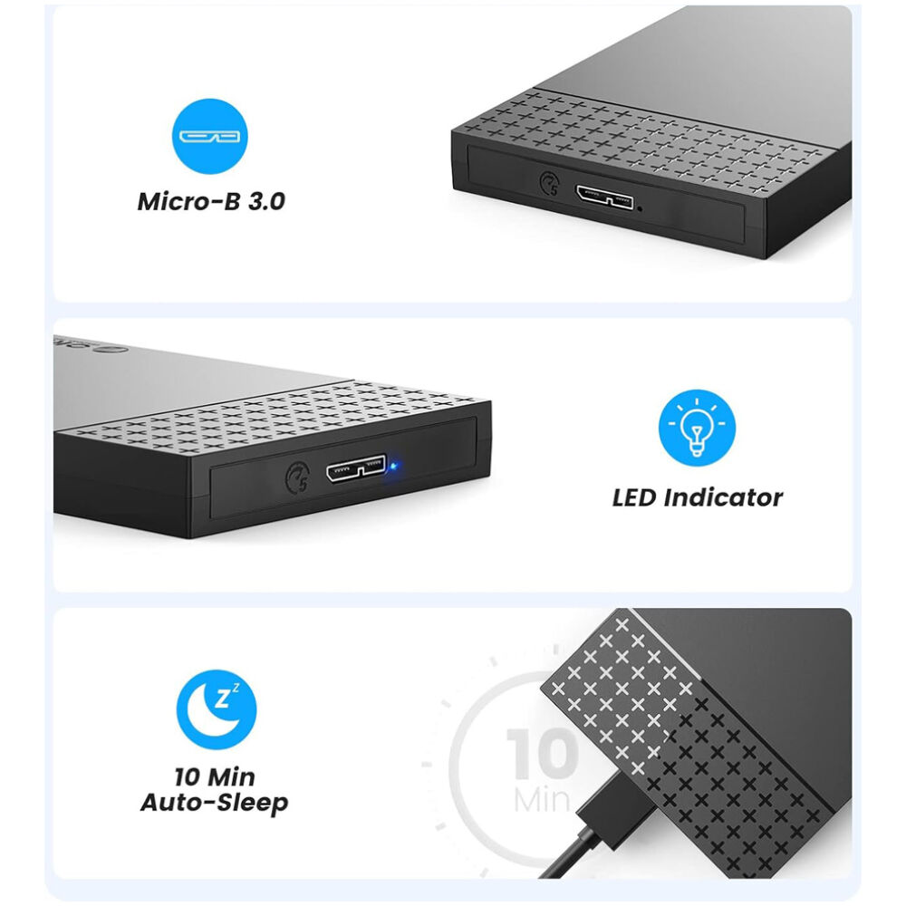 ORICO θήκη για 2.5" SATA HDD/SSD 2526U3-V1, 5Gbps, μαύρη - Image 6