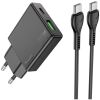 HOCO N38 DELGADO ΦΟΡΤΙΣΤΗΣ PD20W, ΜΕ ΚΑΛΩΔΙΟ PD ΣΕ TYPE-C, 2 ΘΥΡΕΣ, ΜΑΥΡΟΣ