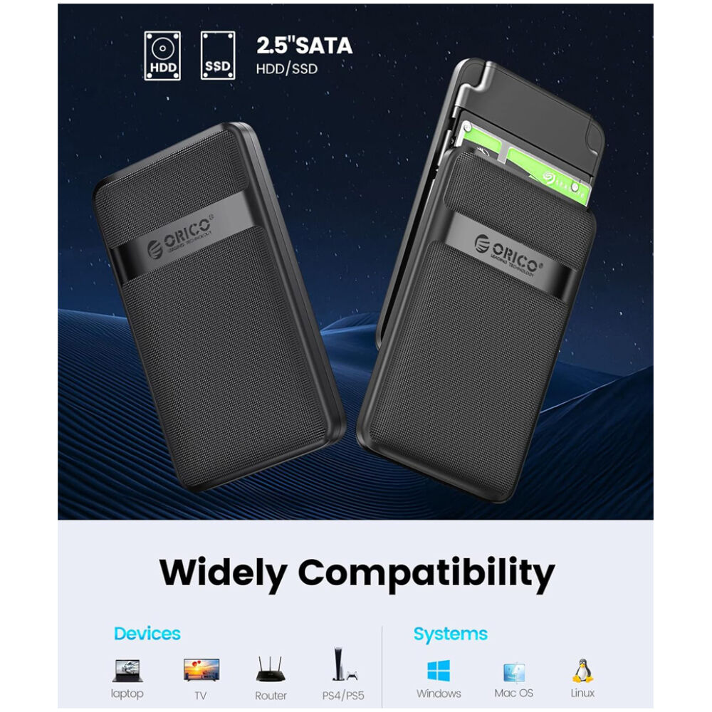 ORICO θήκη για 2.5" SATA HDD/SSD 2577C3-V1, 6Gbps, μαύρη - Image 6
