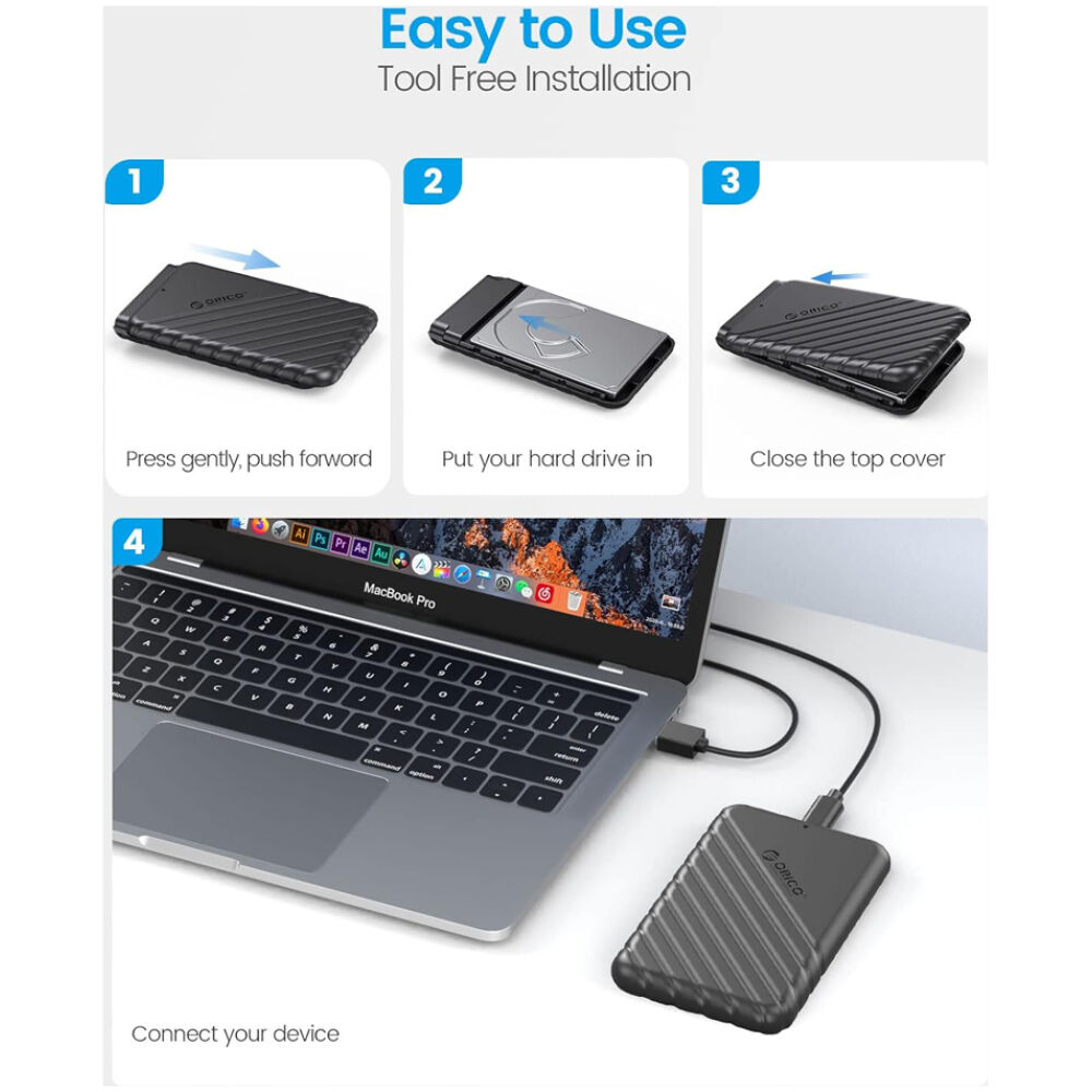 ORICO θήκη για 2.5" SATA HDD/SSD 25PW1C-C3, 5Gbps, μαύρη - Image 6