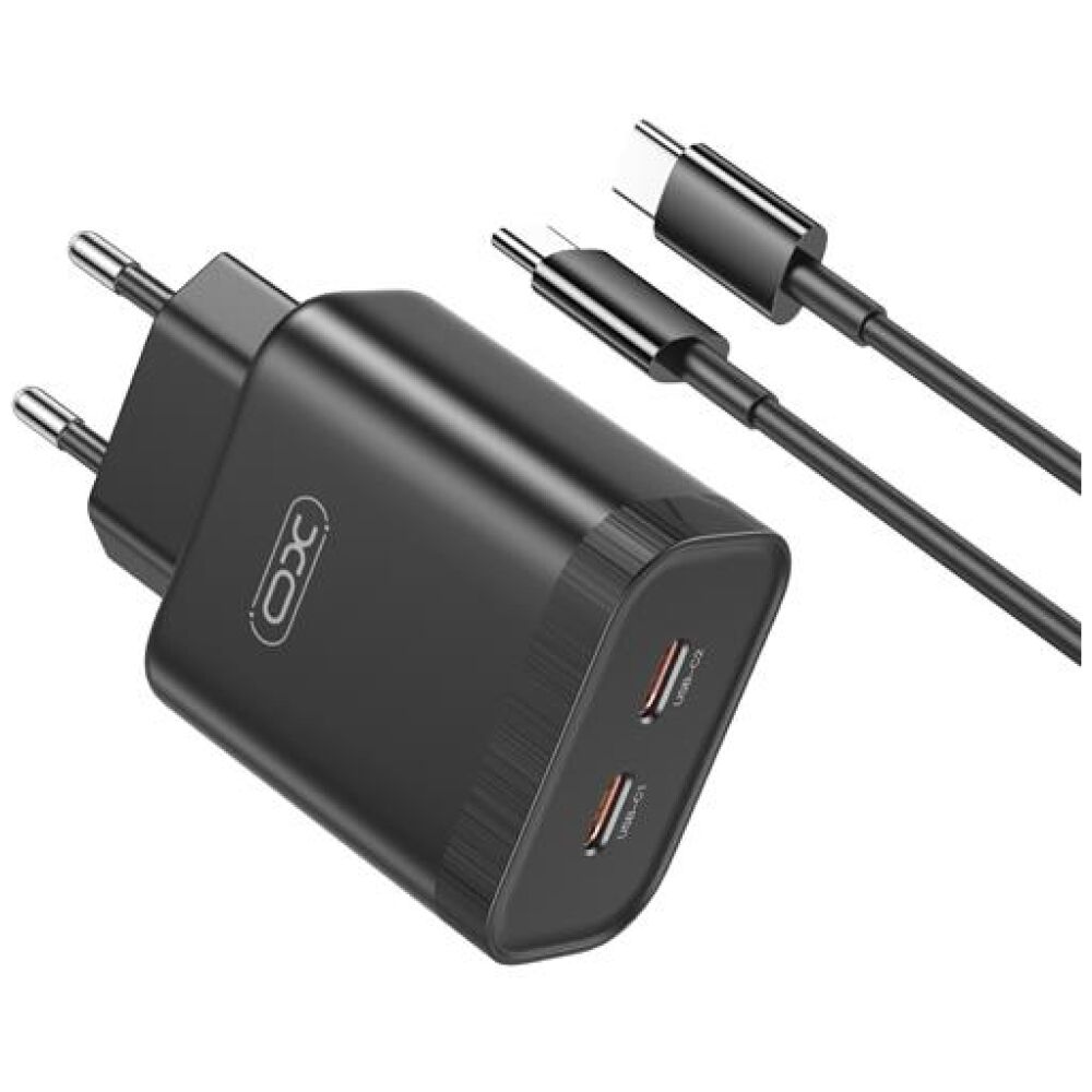 XO L105 ΦΟΡΤΙΣΤΗΣ, 35W, 2 ΘΥΡΕΣ PD, ΜΕ ΚΑΛΩΔΙΟ TYPE-C, ΜΑΥΡΟΣ (NB-Q190A)