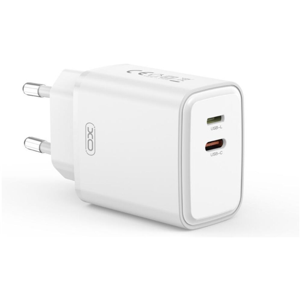 XO L145 ΦΟΡΤΙΣΤΗΣ ΜΕ ΚΑΛΩΔΙΟ LIGHTNING, PD 20W USB-C + LIGHTNING , 2 ΘΥΡΕΣ, ΛΕΥΚΟΣ