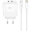 XO L140 GaN NITRIDE ΦΟΡΤΙΣΤΗΣ 35W USB-C , 2 ΘΥΡΕΣ, ΜΕ ΚΑΛΩΔΙΟ LIGHTNING, ΛΕΥΚΟΣ