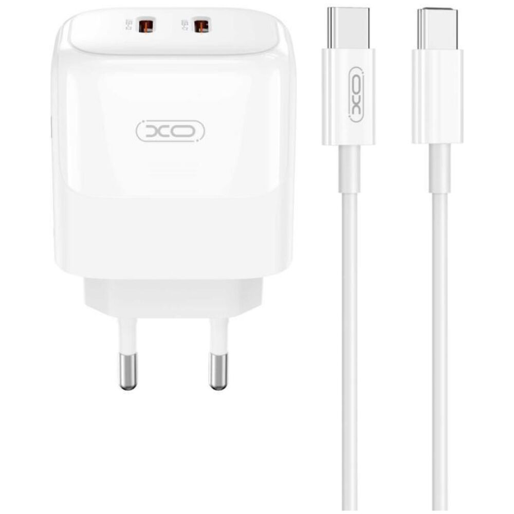 XO L140 GaN NITRIDE ΦΟΡΤΙΣΤΗΣ 35W USB-C , 2 ΘΥΡΕΣ, ΜΕ ΚΑΛΩΔΙΟ TYPE-C, ΛΕΥΚΟΣ