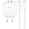 XO L140 GaN NITRIDE ΦΟΡΤΙΣΤΗΣ 35W USB-C , 2 ΘΥΡΕΣ, ΜΕ ΚΑΛΩΔΙΟ TYPE-C, ΛΕΥΚΟΣ