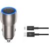 XO CC51 ΦΟΡΤΙΣΤΗΣ ΑΥΤΟΚΙΝΗΤΟΥ PD 40W, ΜΕ ΚΑΛΩΔΙΟ LIGHTNING,  2 ΘΥΡΕΣ TYPE-C , ΜΕΤΑΛΛΙΚΟΣ