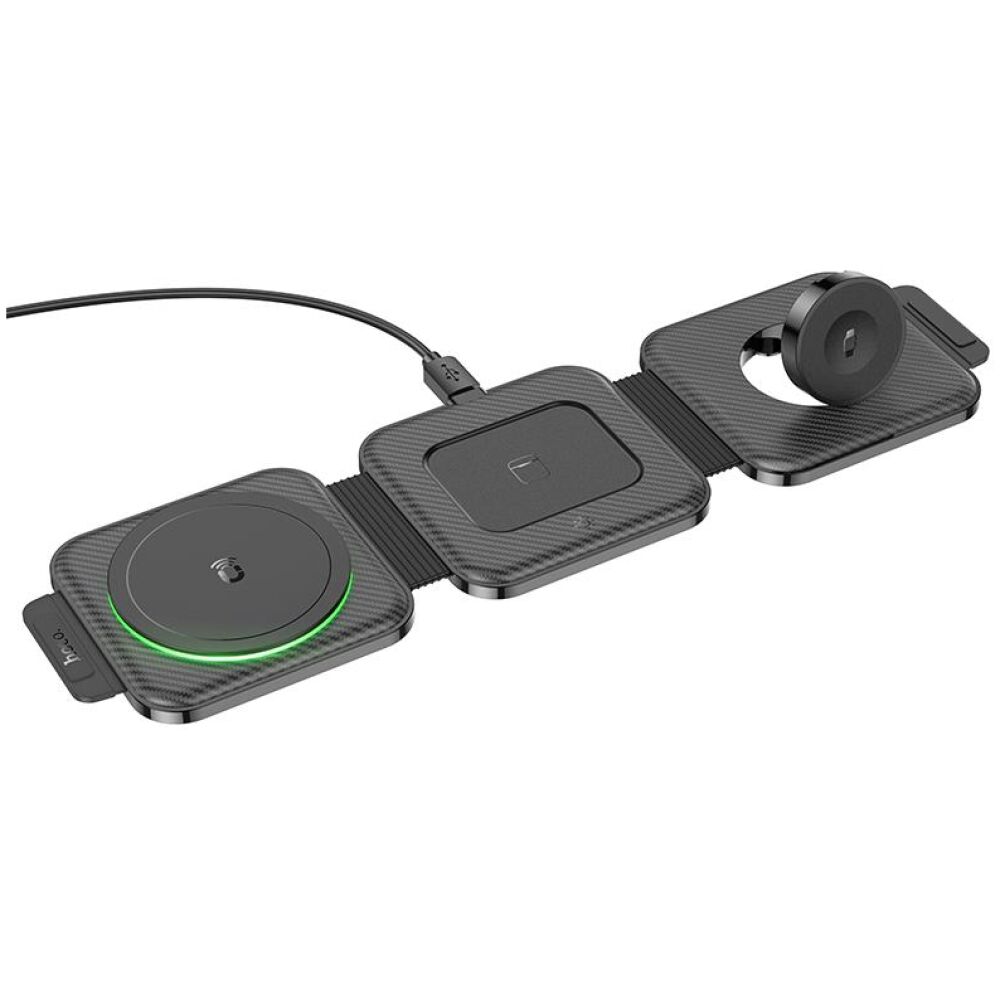 HOCO CQ4 ΑΝΑΔΙΠΛΩΜΕΝΗ MAGSAFE ΒΑΣΗ ΦΟΡΤΙΣΗΣ , 3 ΣΕ 1, 15W, , ΜΑΥΡΗ
