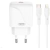 XO L141 ΦΟΡΤΙΣΤΗΣ 20W, 1 ΘΥΡΑ TYPE-C ΜΕ ΚΑΛΩΔΙΟ PD ΣΕ LIGHTNING, ΛΕΥΚΟΣ