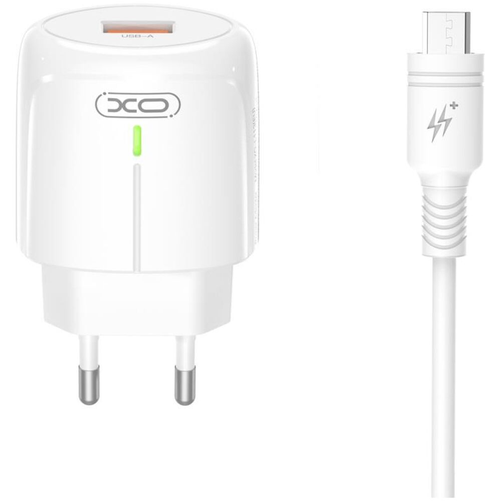 XO L112 ΦΟΡΤΙΣΤΗΣ, QC18W, 1 ΘΥΡΑ USB ΜΕ ΚΑΛΩΔΙΟ MICRO-USB, ΛΕΥΚΟΣ